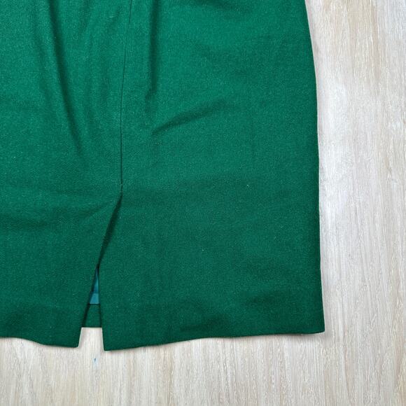 J Crew Solid Green Lined Double Serge Wool The Pencil Classic Career Skirt 4 - Picture 11 of 12